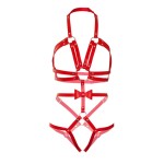 LEG AVENUE KINK STUDDED O-RING HARNESS TEDDY SIZE L